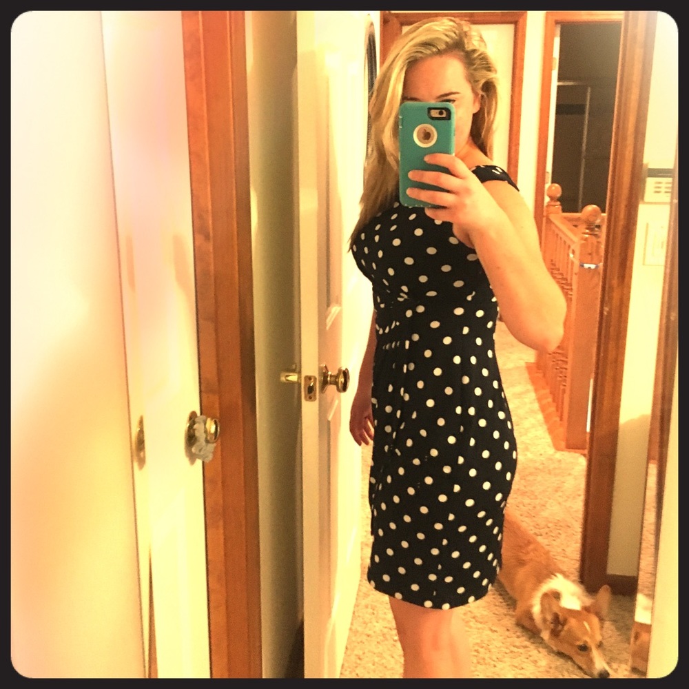 Navy Polka Dot Dress